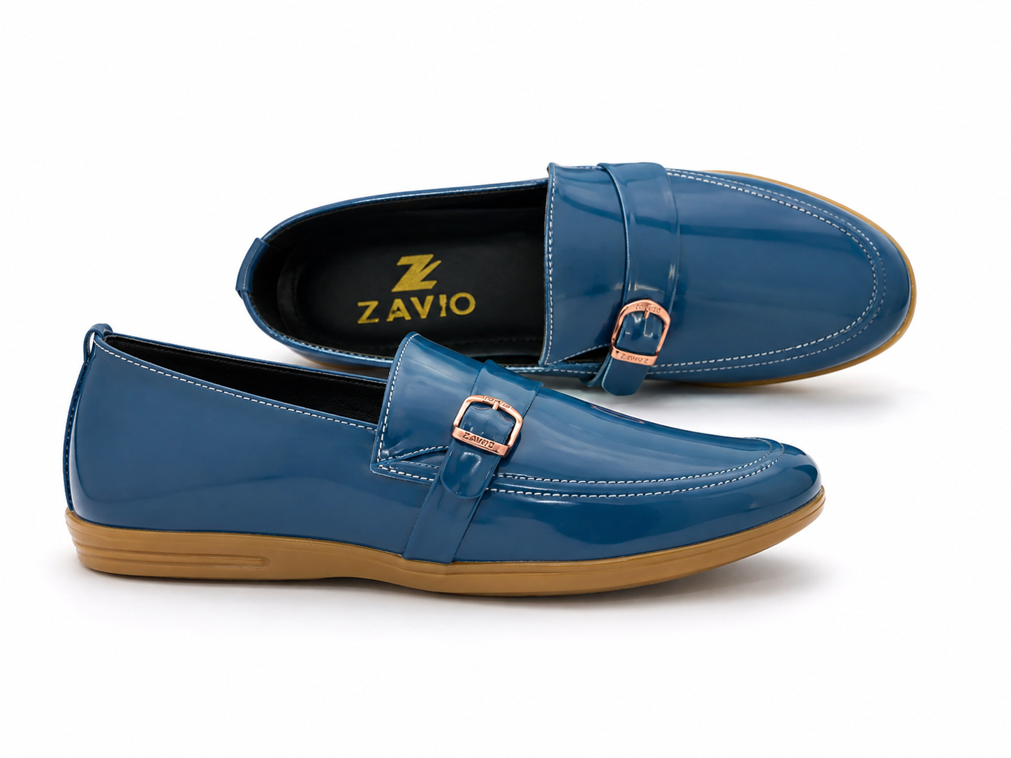 ZAVIO Patent Single Monk Loafer — Emerald Green