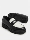 ZAVIO Two-Tone Chunky Penny Loafer — Black & Ivory