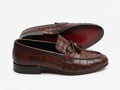 ZAVIO Croc-Embossed Tassel Loafer — Brown