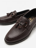 ZAVIO Pebbled Leather Tassel Loafer — Brown