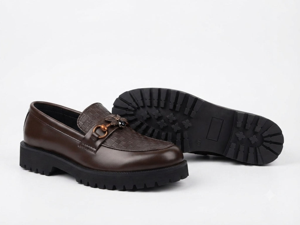 ZAVIO Bee Bit Woven Loafer — Dark Brown