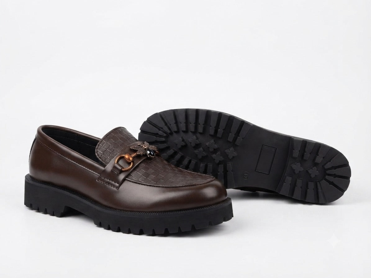 ZAVIO Bee Bit Woven Loafer — Dark Brown