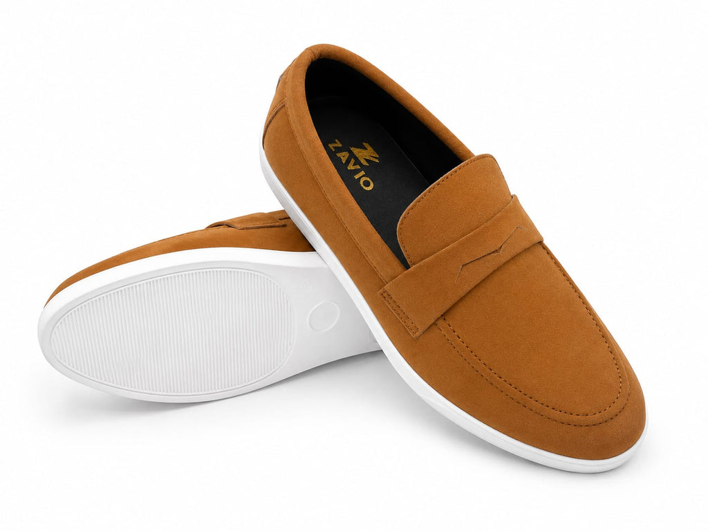 ZAVIO Suede Sneaker Penny Loafer — Mustard Tan