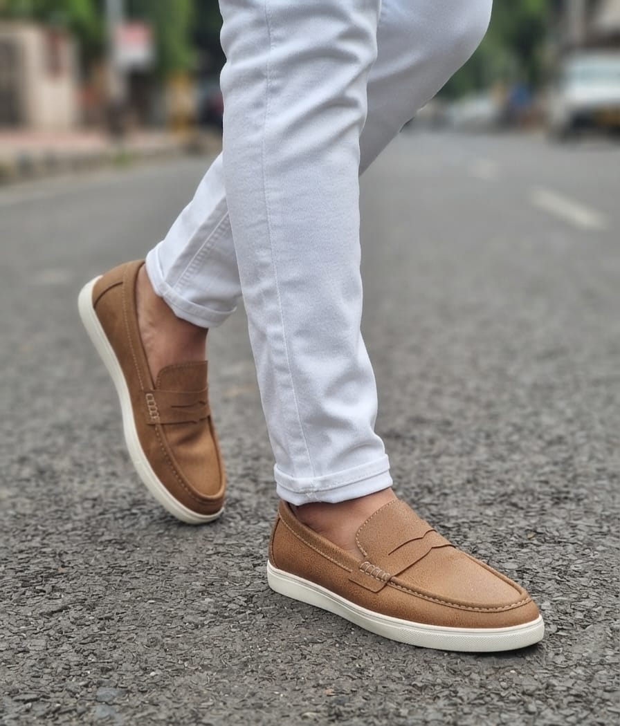 ZAVIO Suede Sneaker Penny Loafer — Tan